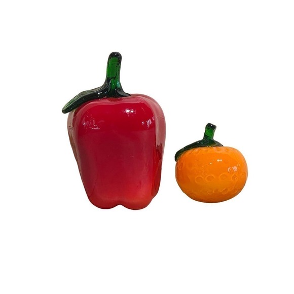 Faux Glass Fruit Decor. Apple and Orange Kitchen Decor. - Picture 2 of 4